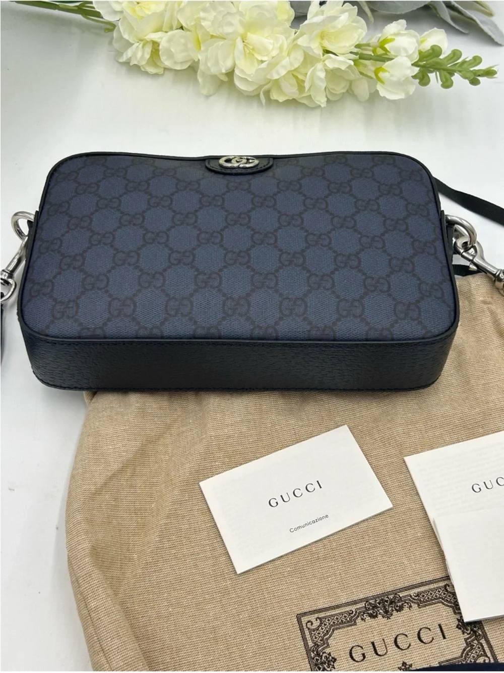 Unisex Gucci black/Navy GG Ophelia Supreme Camera Bag - Picture 5 of 11